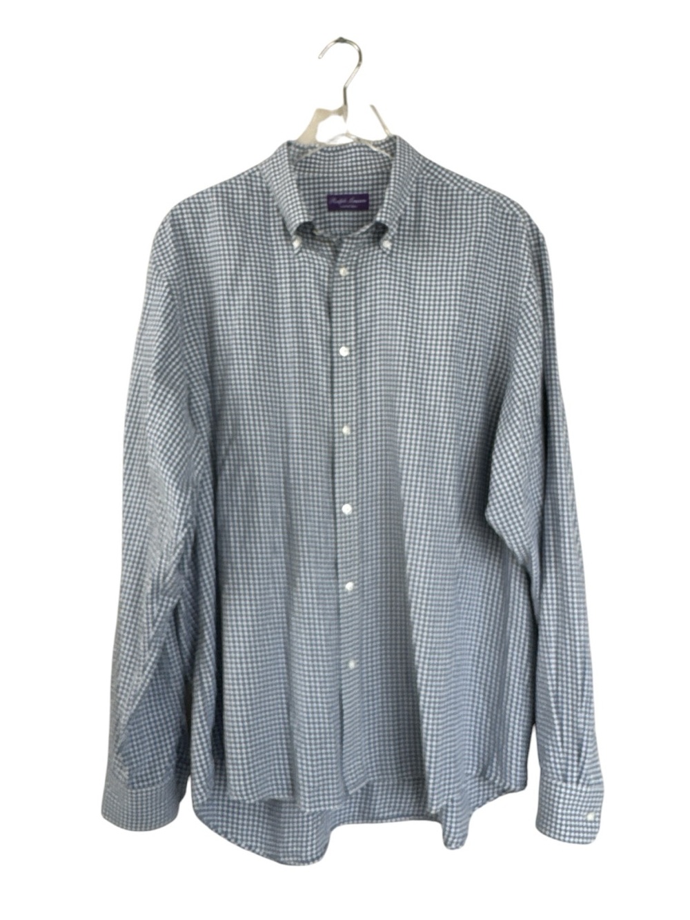 Ralph Lauren Purple Label Men’s Gingham Check Cotton Shirt Made in Italy Size 18